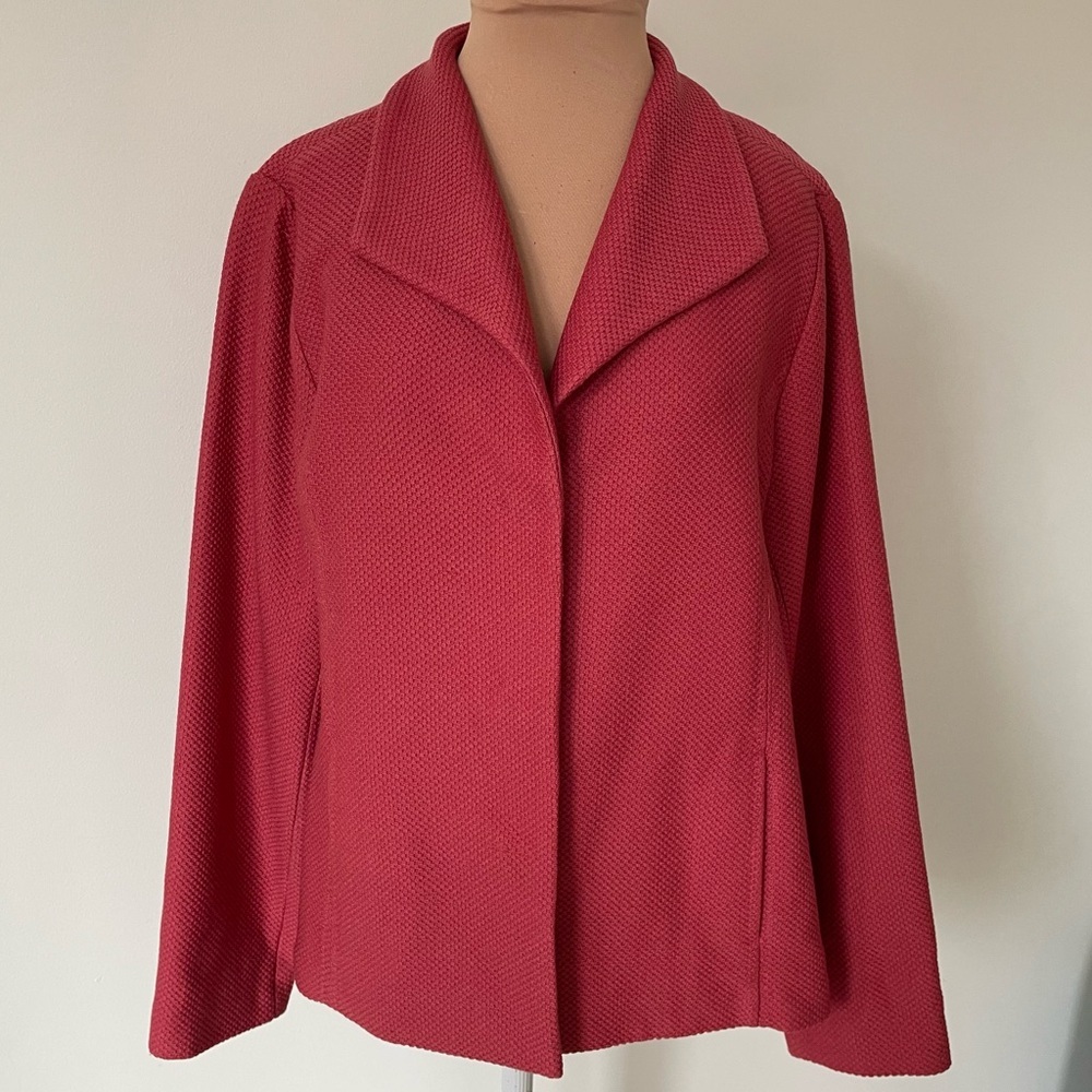 Eileen Fisher Virgin Wool Pique Stretch Jacket Terracotta Pink Blazer NWT Size M